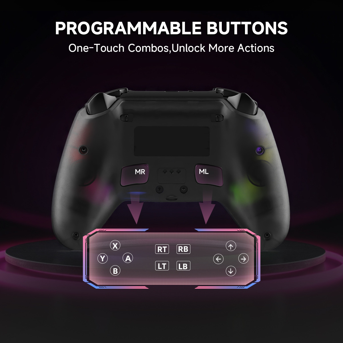 PS5 wireless Bluetooth game handle RGB macro programming Android ios/pc/steam/mac p5 host controller