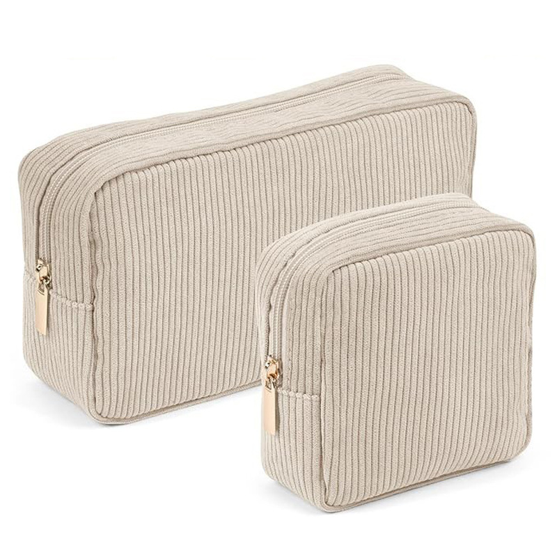 Corduroy Cosmetic Bag Two-Piece Set Large Capacity 2024 Handheld Toiletry Bag Corduroy Multifunctional Small Square Bag for Women