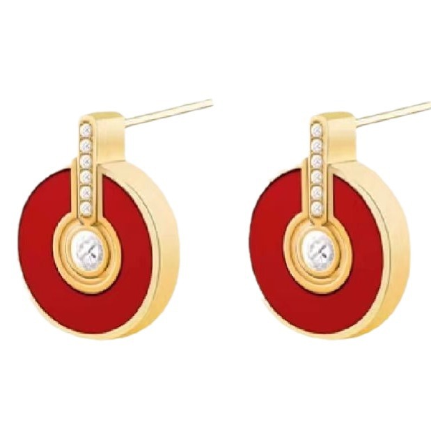 New Lucky Sign Necklace Enamel Ear Studs Niche Collarbone Chain 2024 New
