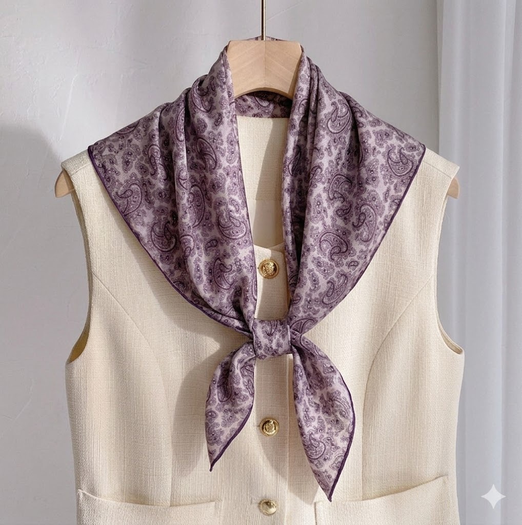 「Classic Paisley」Xili silk real silk scarf for women, summer garden series mulberry silk scarf, decorative neck scarf