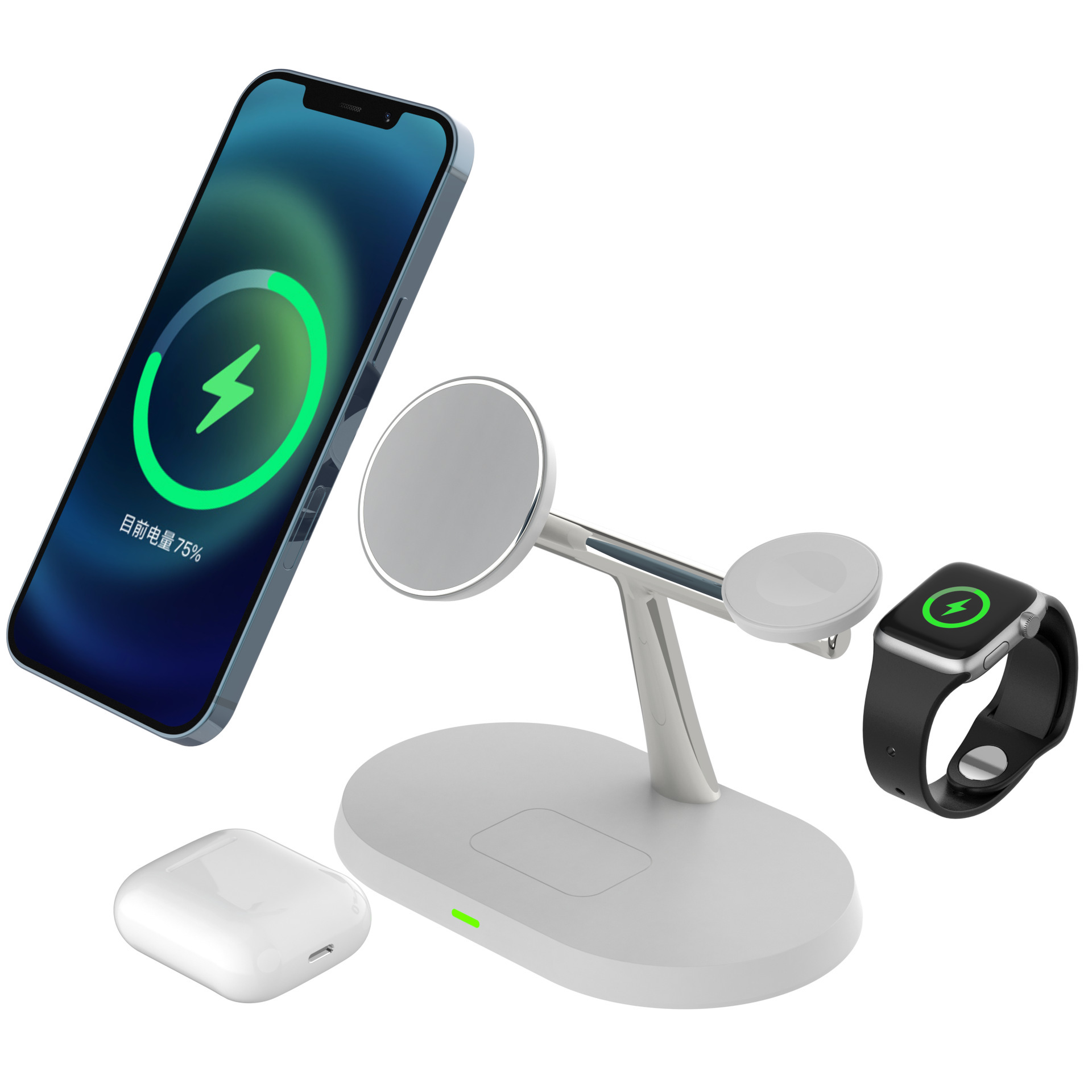 Multifunctional phone stand 15W compatible with Apple magnetic wireless charging desktop three-in-one wireless charger