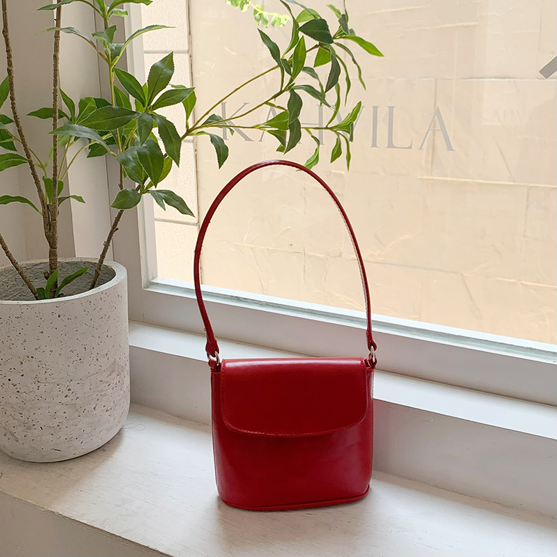 DIY Bag Women's Bag 2026 New Textured Red Single Shoulder Crossbody Bucket Bag