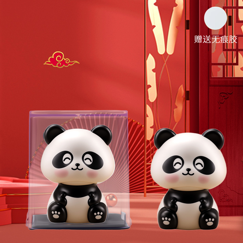 Solar Lucky Panda Ornament Cute Nodding Solar-Powered Small Ornament Fortune Lucky Small Ornament