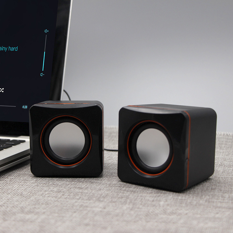 Small Cube Computer Speaker 2.0 Notebook Desktop Mini USB Wired Subwoofer Home Office Audio