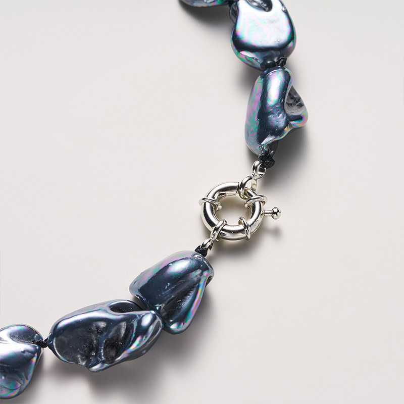 Jewelry Irregular Baroque Pearl Necklace for Women, Plated Tooth-Shaped Beads, Imitation Baroque Style Shell Pearl Accessories