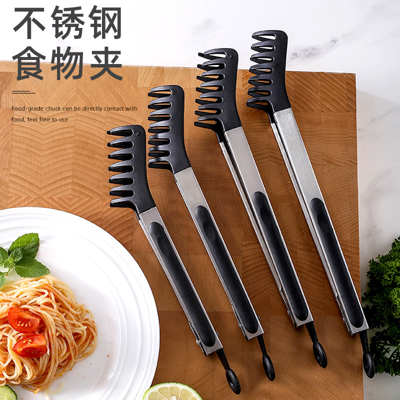European Nylon Heat-Proof BBQ Tongs Cooking Clips Spatula Noodle Pasta Tongs Bread Baking Salad Food Clips