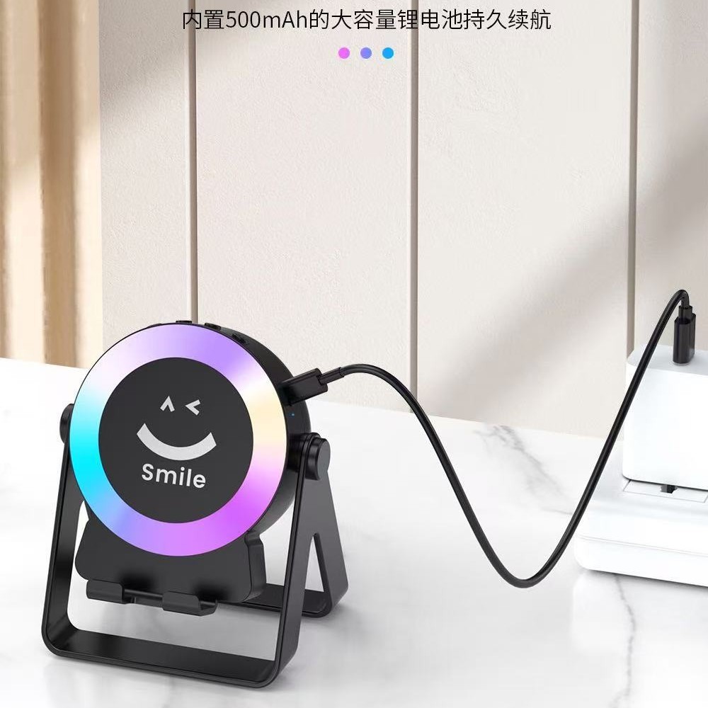 2025 New Colorful Light Induction Bluetooth Speaker Desktop Phone Stand Mini Speaker Subwoofer Mini Bluetooth Speaker