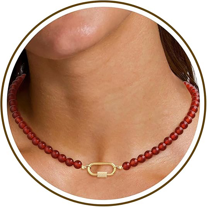 2026 Natural Stone Bead Necklace New Simple Collarbone Chain