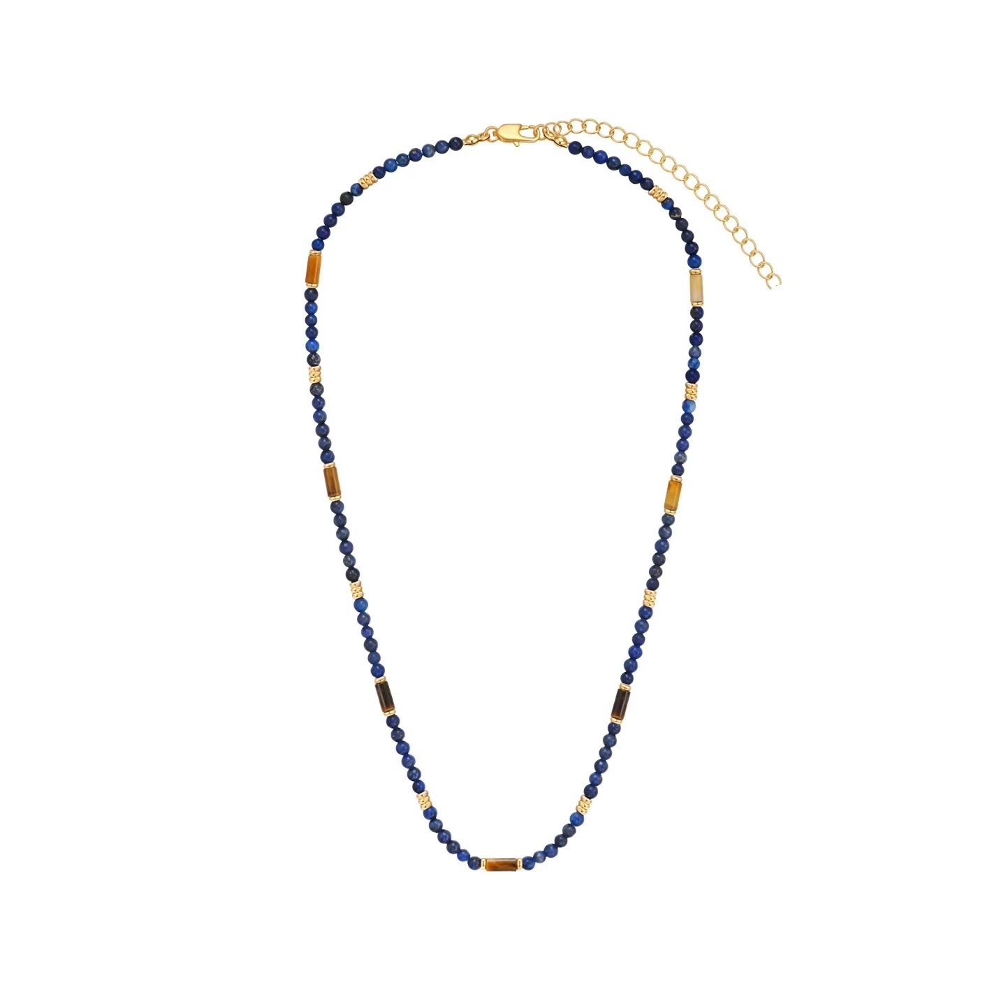 Motu Blue Tone Set Necklace Lapis Lazuli Beaded Necklace Wooden Women Original