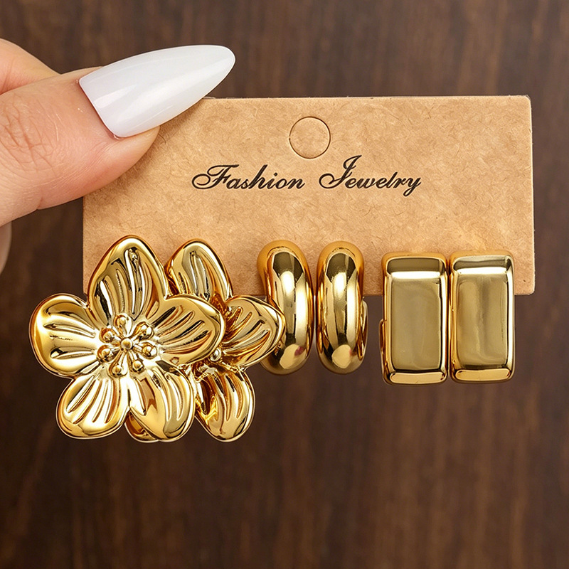 EZ5959 INS Style Simple Earrings Metal Earrings Women's Accessories Set