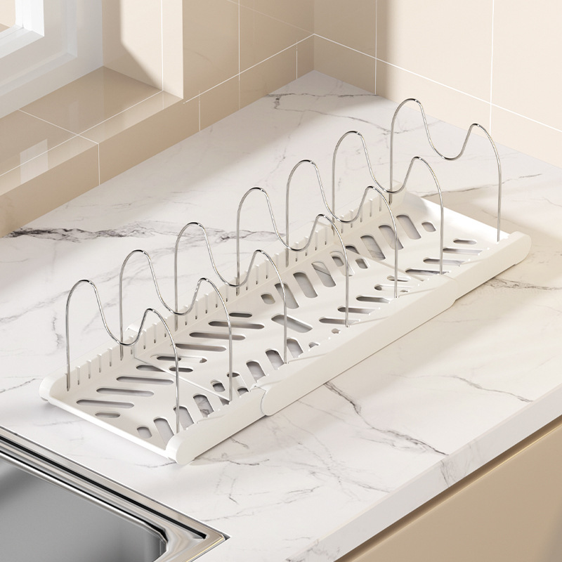 Pot rack multi-layer adjustable kitchen storage rack multi-functional desktop retractable lid rack