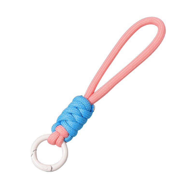 Color-block knot short woven phone lanyard keychain detachable anti-loss hanging rope 12CM