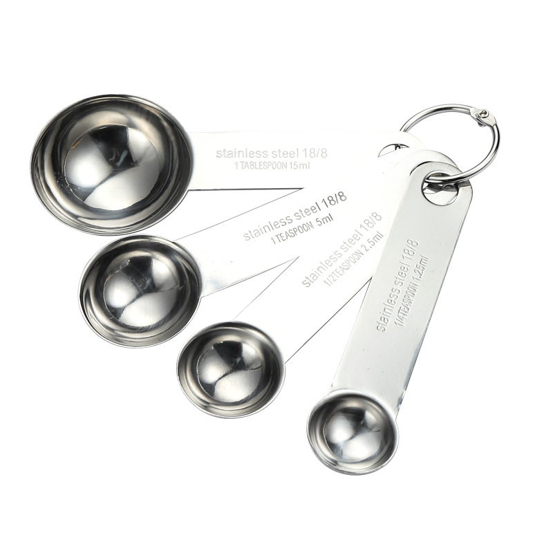304 stainless steel coffee measuring spoon, four-piece set, seasoning spoon, milliliter spoon, milk powder spoon, kitchen baking measuring spoon with scale