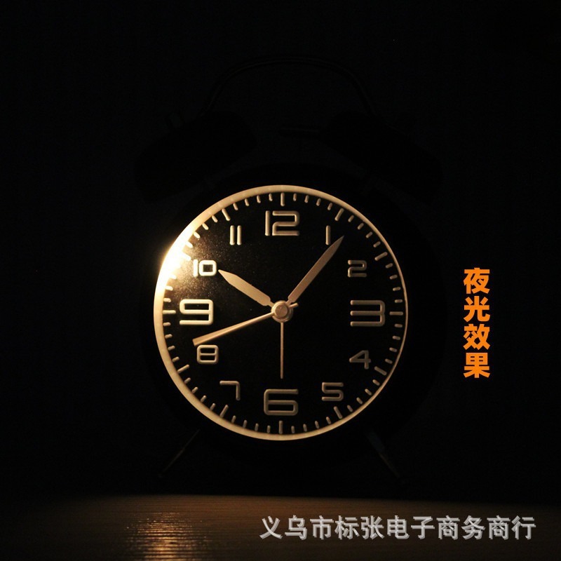 4-inch silent alarm clock metal bell clock ASiDA sweep second hand three-dimensional digital with luminous student clock