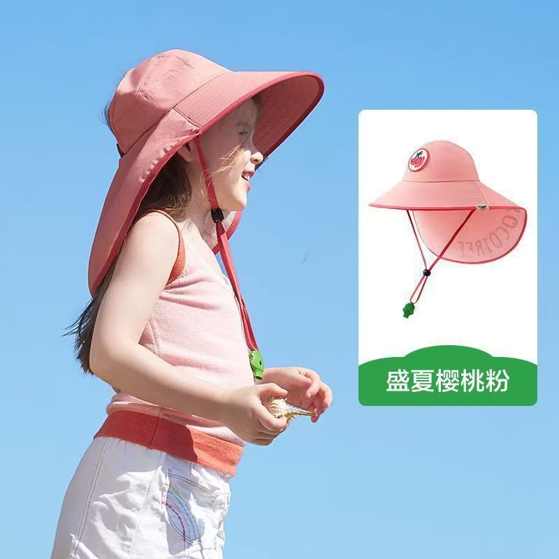 Children's Sun Hat, Summer, Boys, UV Protection, Wide Brim, Neck Protection, Hollow Top, Cape Hat, Girls, Sun Hat