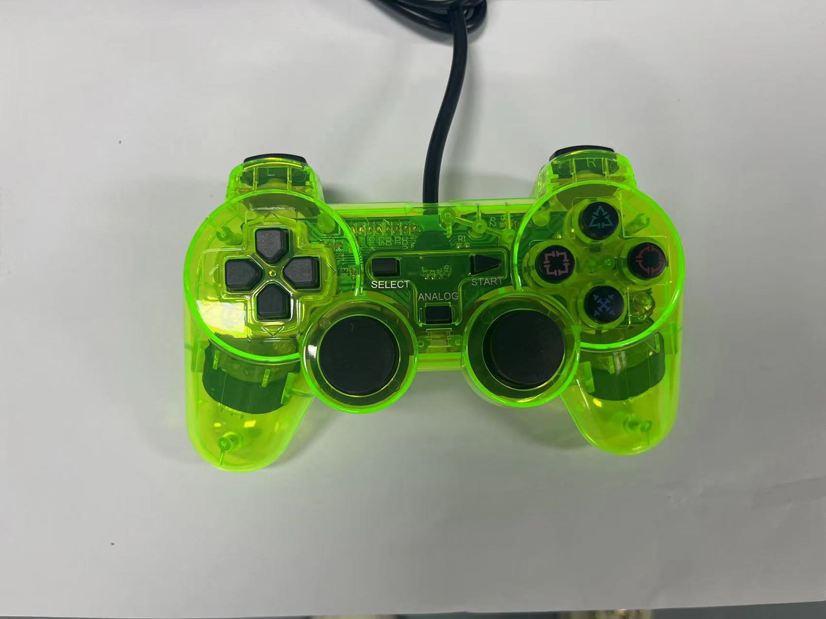 PS2 game controller snowflake buttons dual motor dual vibration transparent colorful P2 controller