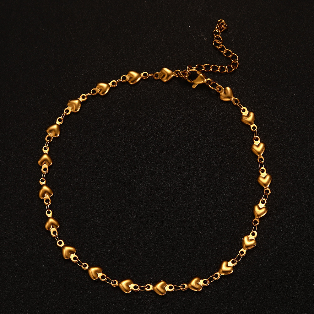 Japanese and Korean summer beach vacation accessory stainless steel heart chain, handmade exquisite sexy anklet