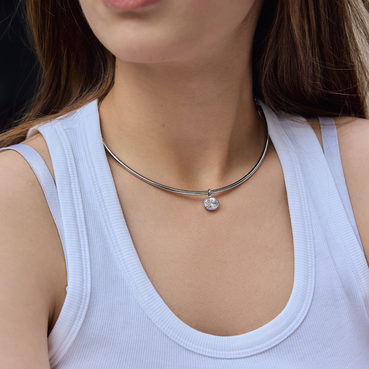 Jieding zircon pendant stainless steel collar women titanium steel necklace accessories women niche accessories