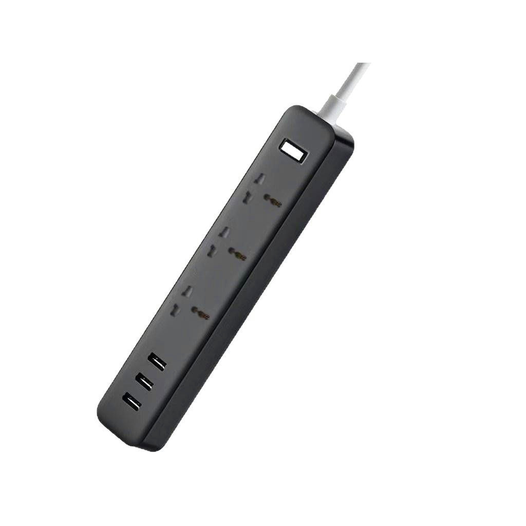 Black and white multi-port USB fast charging extension cord British standard European mobile phone plug charging power strip