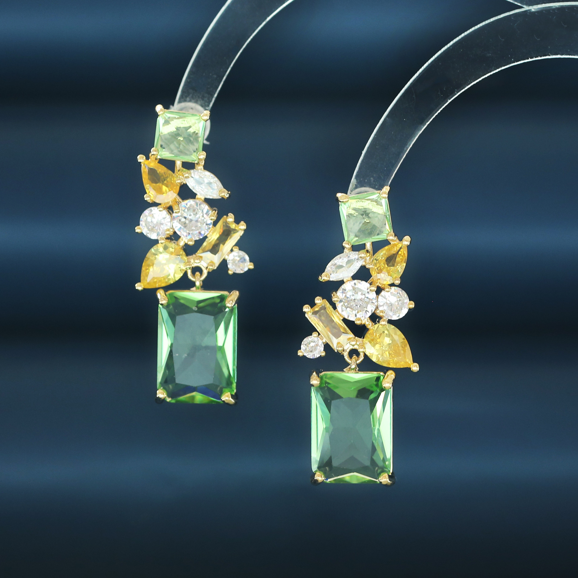 Floral geometric shape zircon earrings stud earrings women s925 silver needle design ear accessories