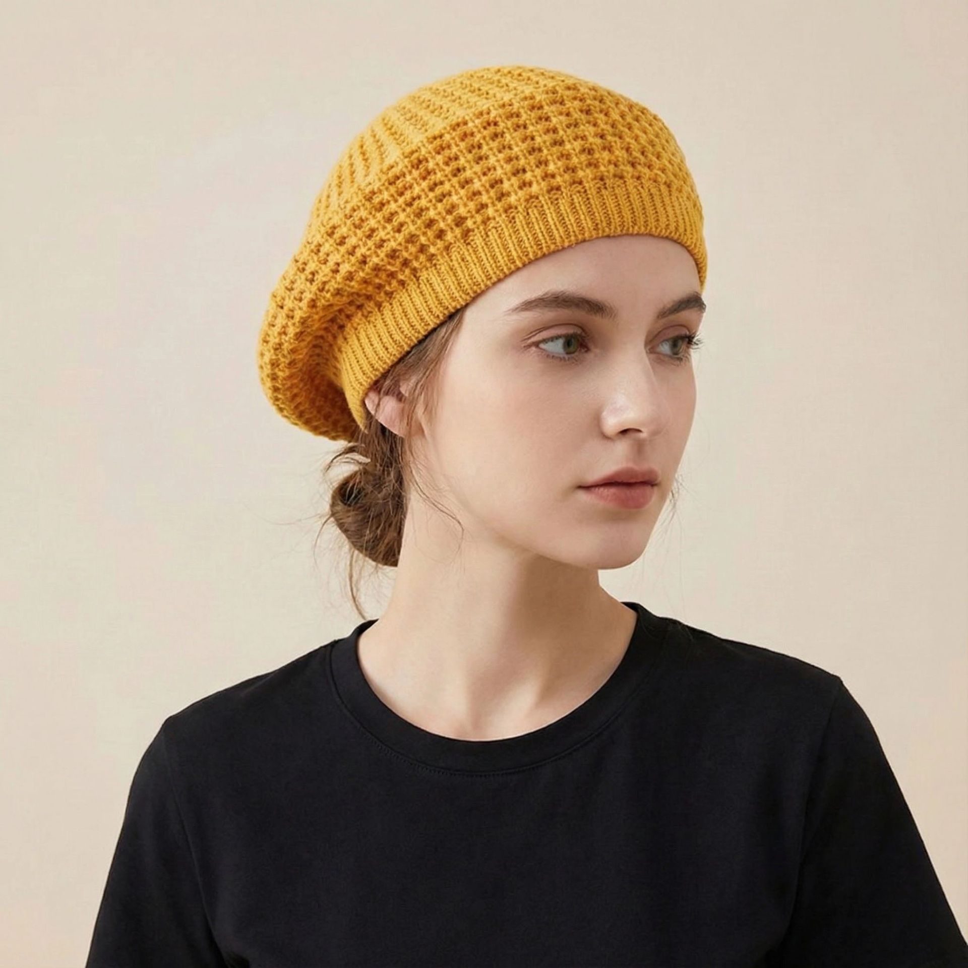 Women's Winter Knit Stacked Hat Winter Hat Red New Gray