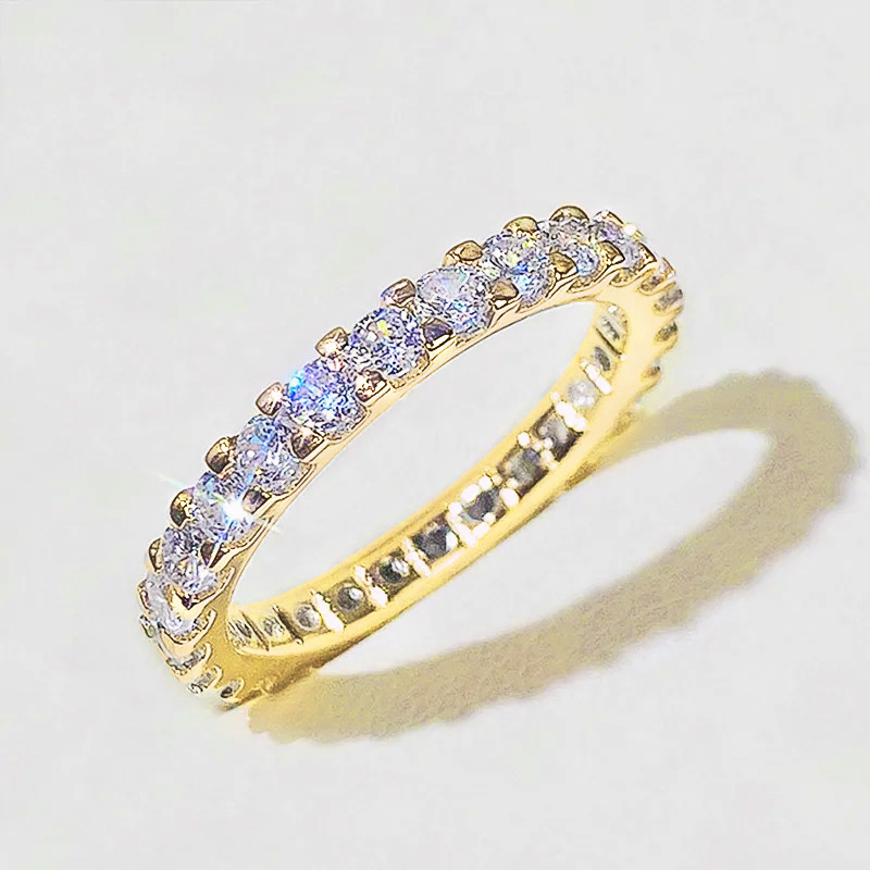 Cao Shi New Starlight Women's Ring Full Pavé Simulated Zircon Ring Band Ring