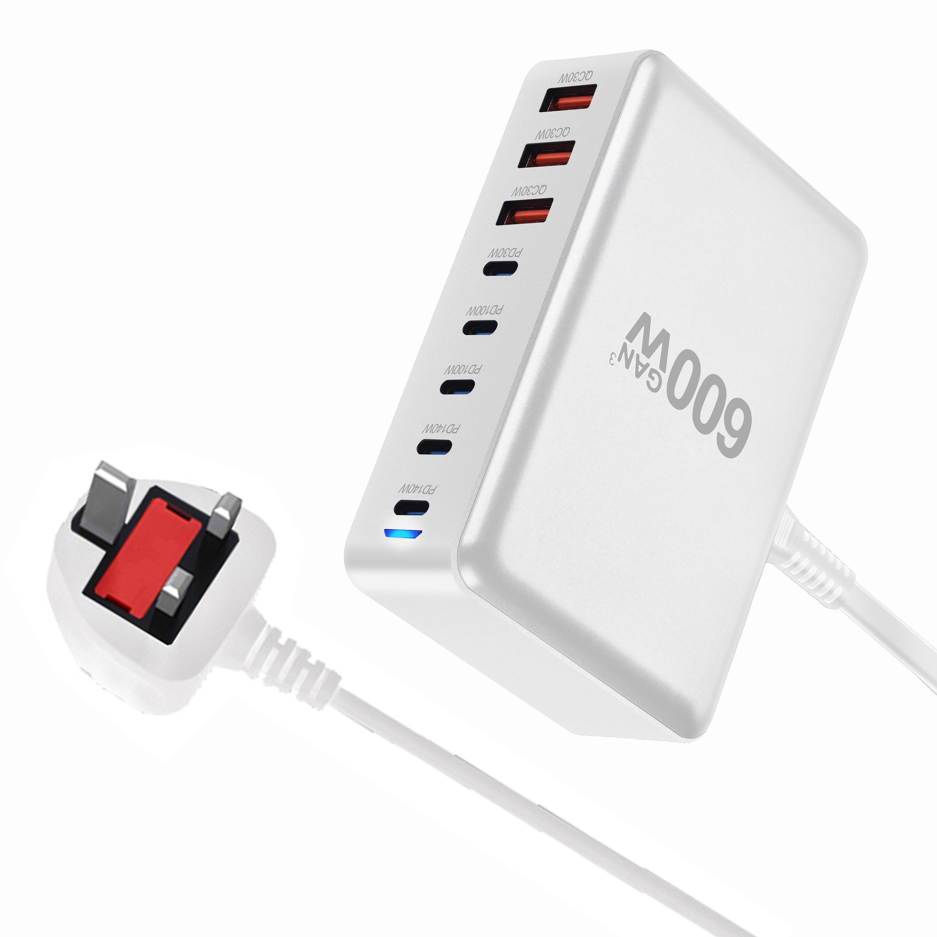 600W High Power GaN PD Fast Charging Head Desktop Charger Multi-Port USB Phone Apple Fast Charging