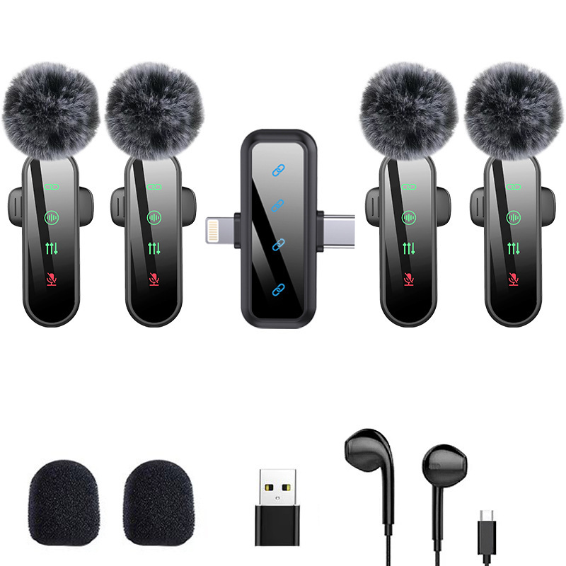 Wireless Clip-on Microphone, Recording Studio Level, for K歌 and Live Streaming, Mini Portable Bluetooth Microphone