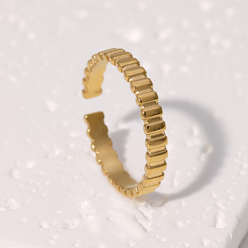 Stainless steel open ring 18K gold-plated simple titanium steel ring