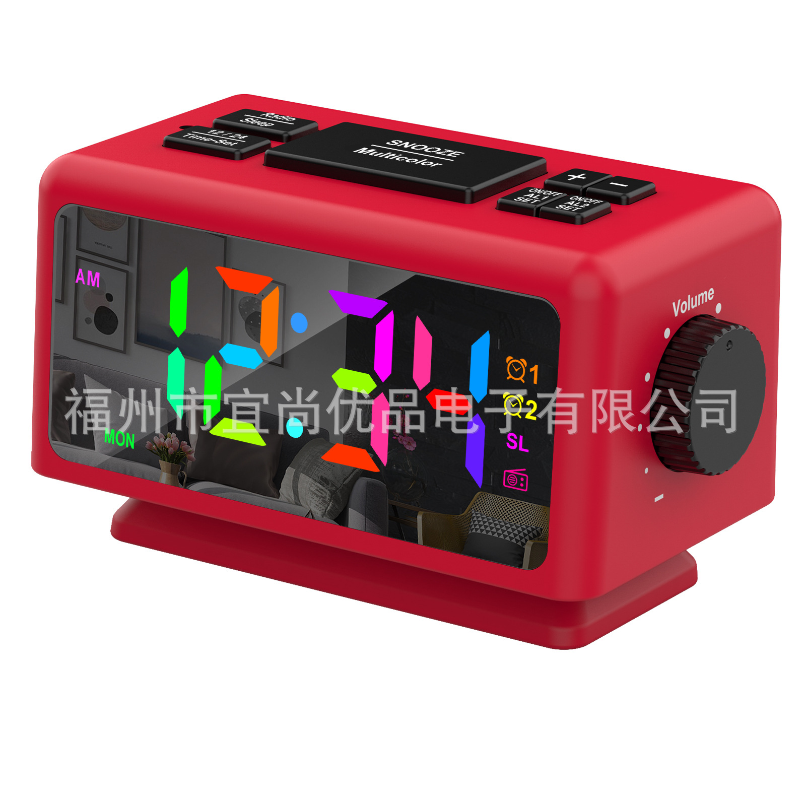 Latest Version New Radio Alarm Clock RGB Colorful LED Mirror Clock Electronic Clock