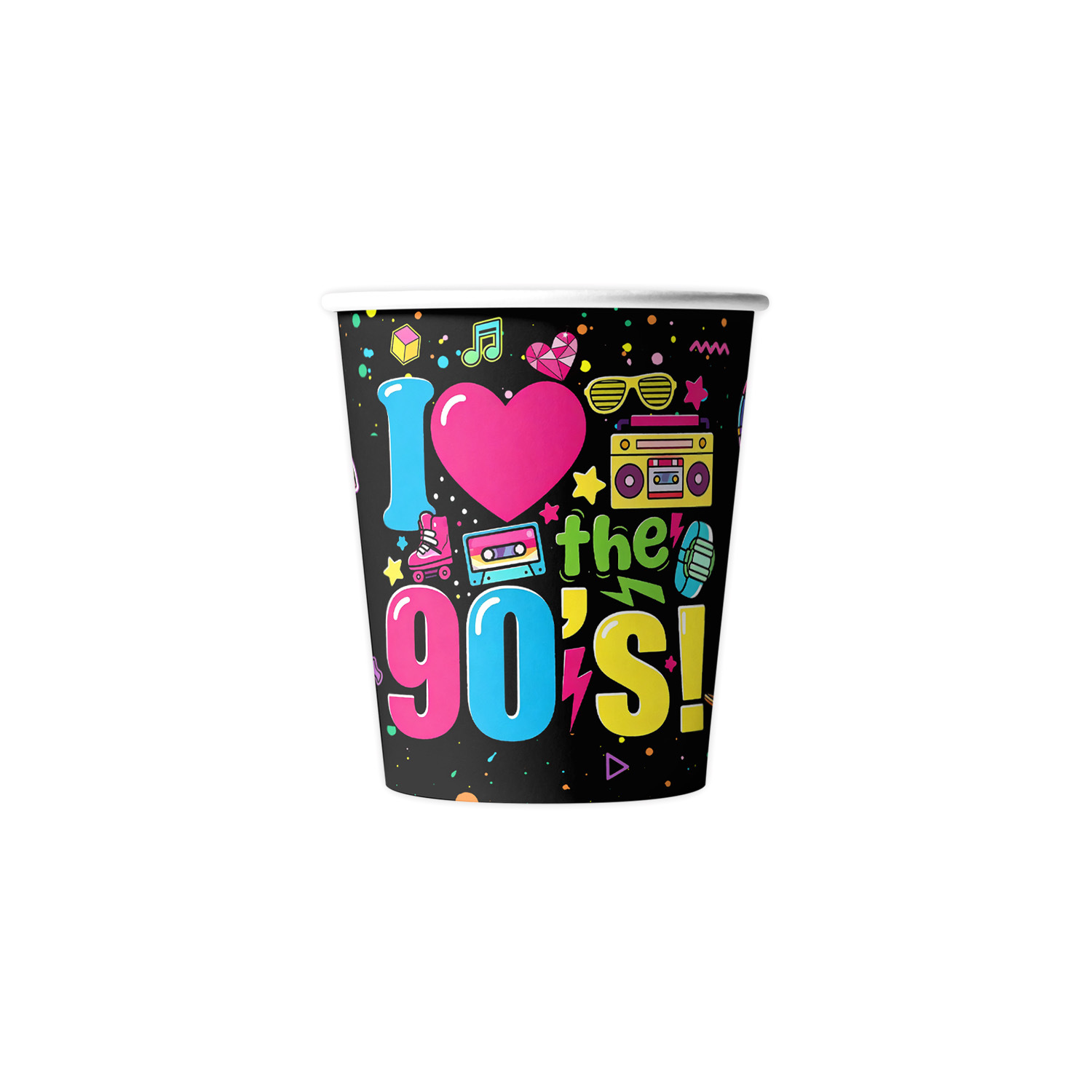 New 90s Party Disposable Tableware Paper Plate Paper Cup Napkin Tablecloth Bunting Flag Cake Decoration