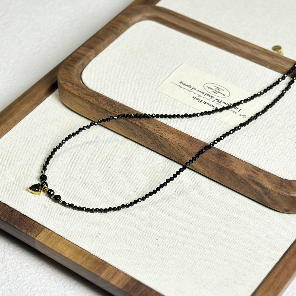 New Titanium Steel Love Black Spinel Necklace Women Agate Freshwater Pearl Crystal Collarbone Chain Sweater Chain