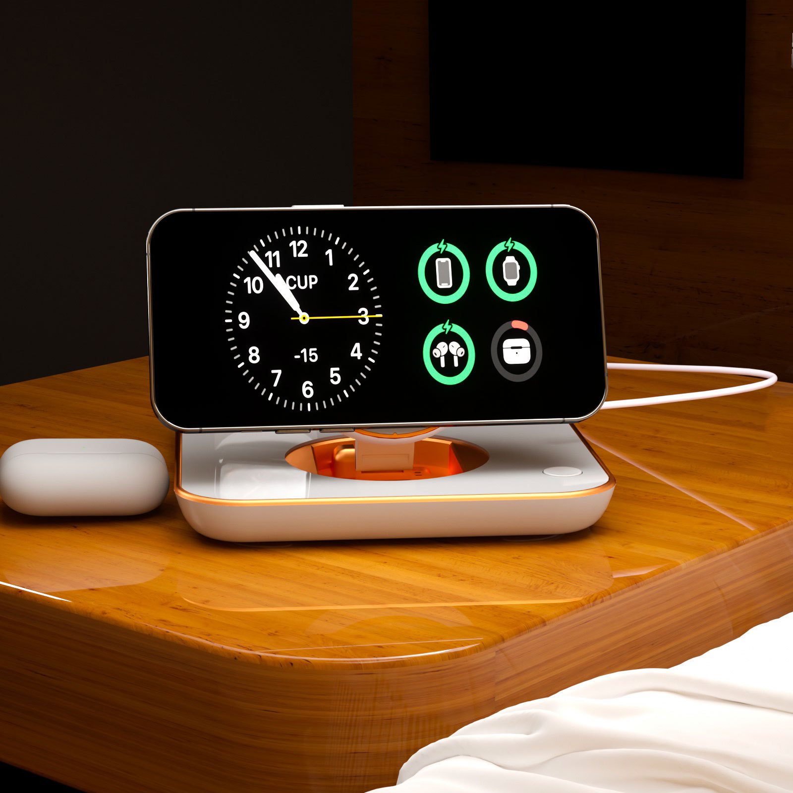 Four-in-One Wireless Charger Compatible with Apple Samsung Phone Watch Earbuds Flash Charging Full Compatibility
