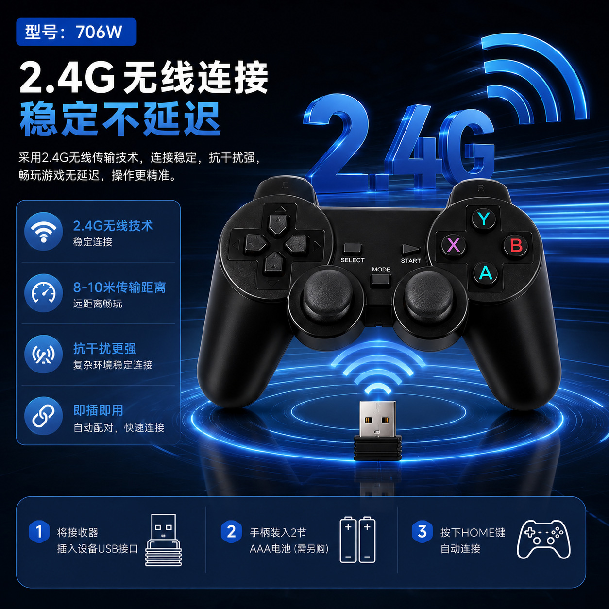 2.4G Game Controller Android TV TV Computer PC360 Android Wireless Controller Supports STEAM Console