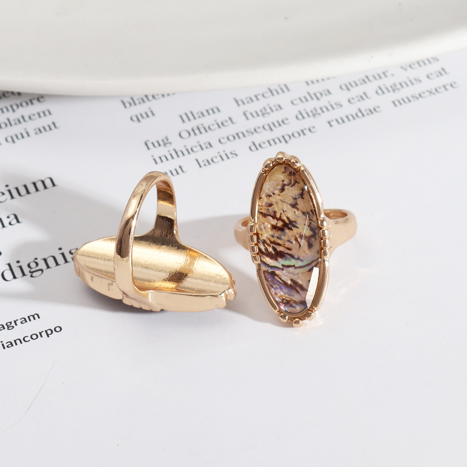 Design Development Wind Accessories Faceted Abalone Shell Exquisite Simple Ring Women