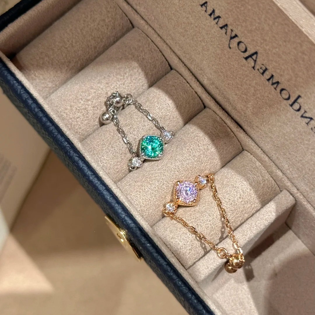 Galaxy dwelling mint manbo Paraiba color ring starry sky bird's nest cut pink diamond stretch chain women's ring