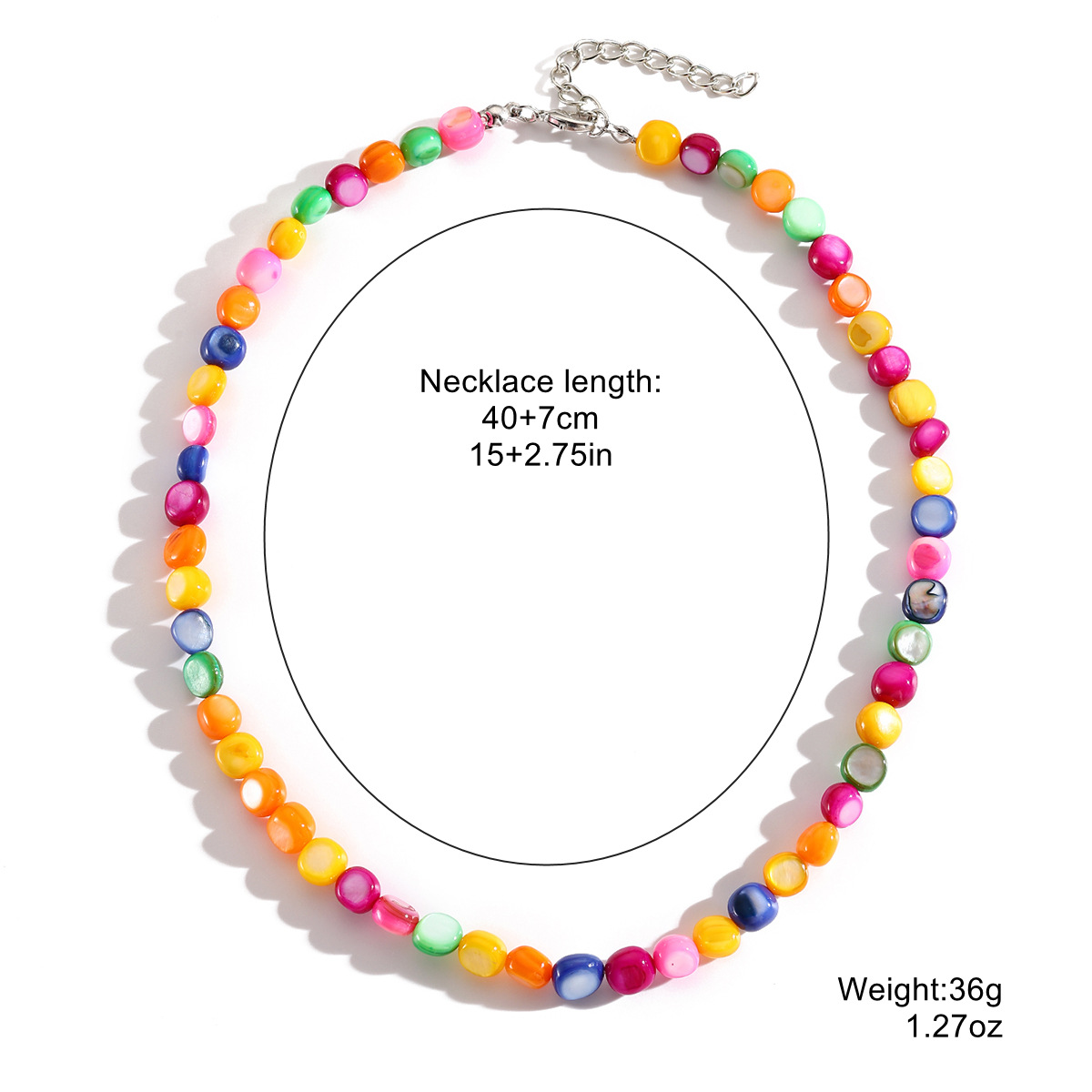 Dopamine colorful gravel necklace handmade bead Bohemian style natural stone necklace
