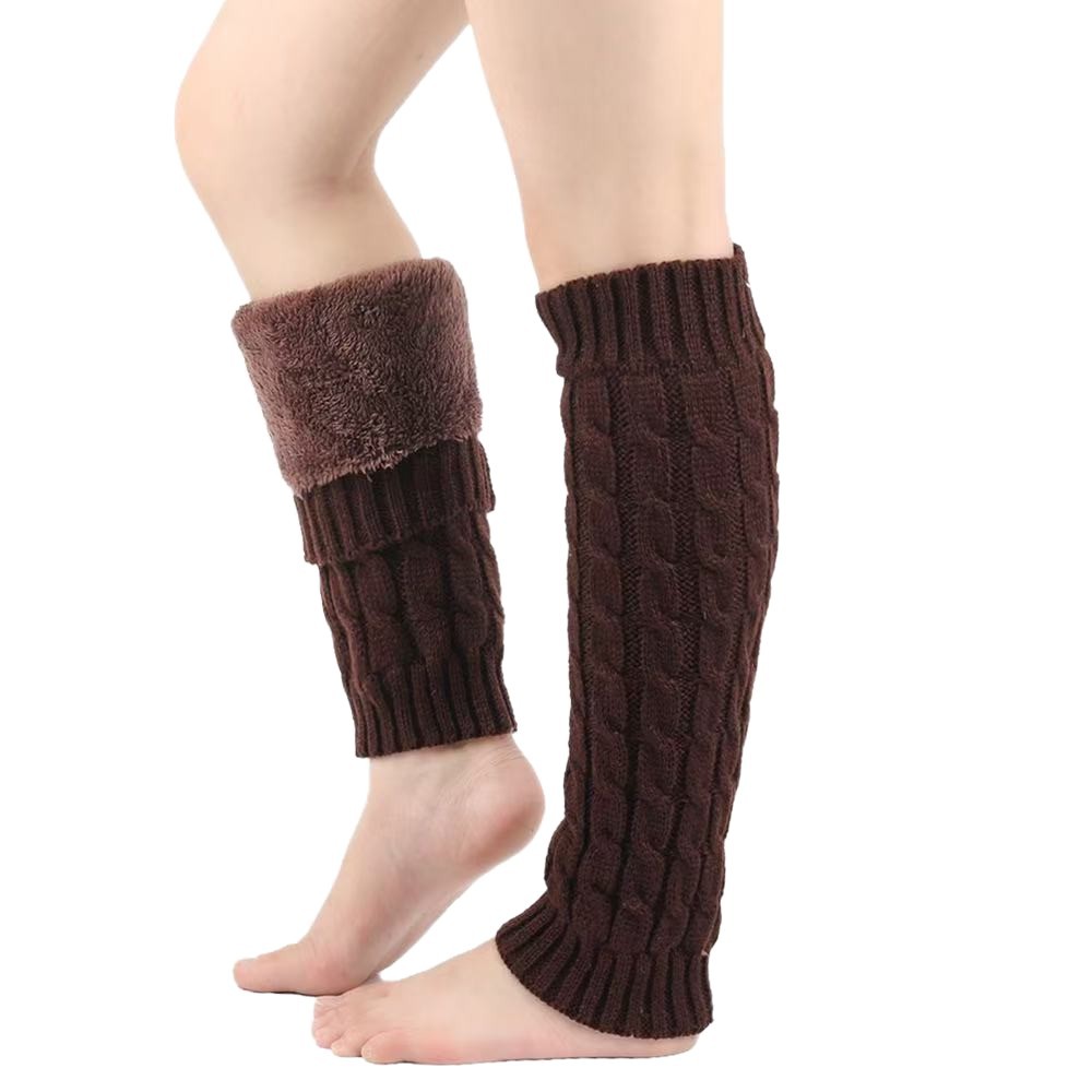 Fleece Lined Yarn Sock Cuff Warm Stacked Socks Women's Leg Warmers Foot Warmers Knit Cable Knit Leg Warmers