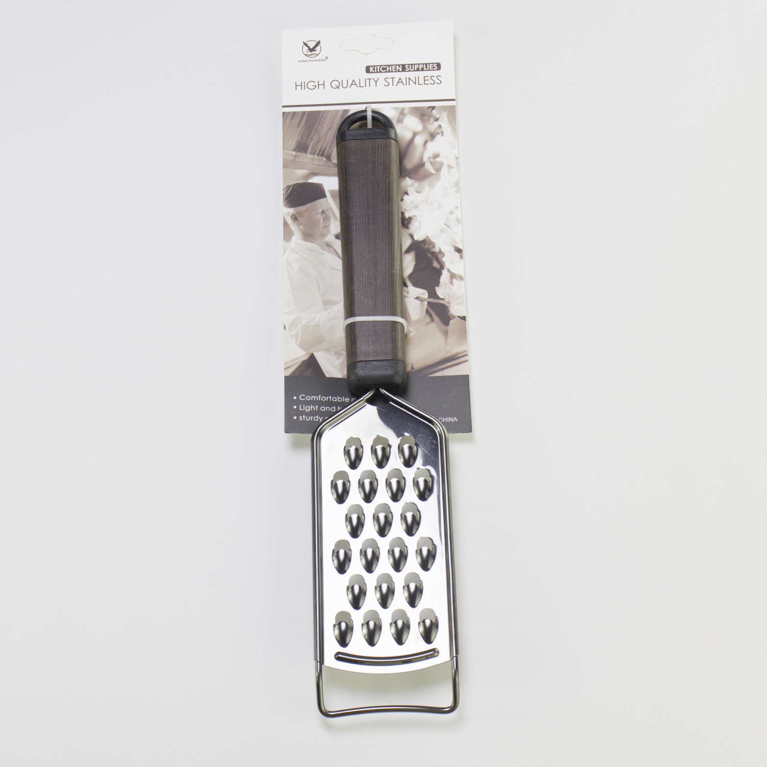 Small hole large hole dual-use stainless steel radish grater imitation wood grain handle household kitchen multifunctional fruit and vegetable grater shredder tool
