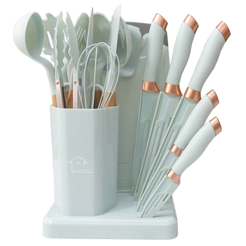 Silicone Kitchenware Spatula and Soup Spoon 19-Piece Set Non-Stick Silicone Spatula Food Grade Silicone Kitchenware Knife Set