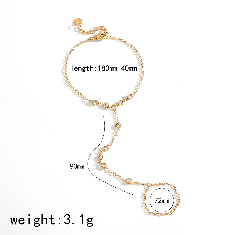 Stainless steel chain bracelet women's connected finger chain hand jewelry