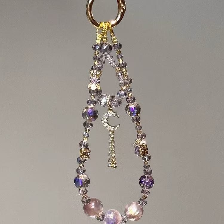 【Purple Sweetheart】Sparkling Purple Heart Tassel Phone Chain Bag Pendant Decoration