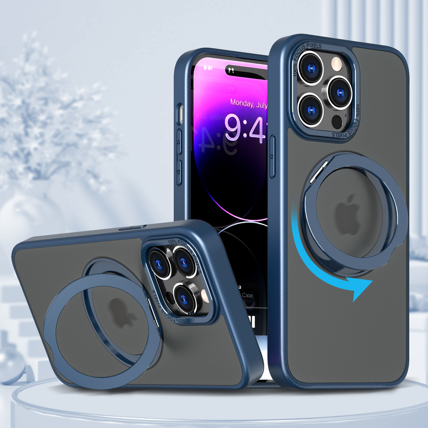 For Apple 17romax Phone Case Magnetic Rotating 360 Stand iPhone16/15/14/13 Protective Case