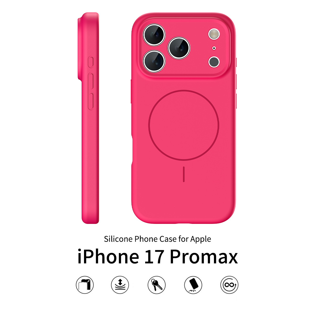 Silicone case for iPhone 17 Pro Max solid color anti-falling