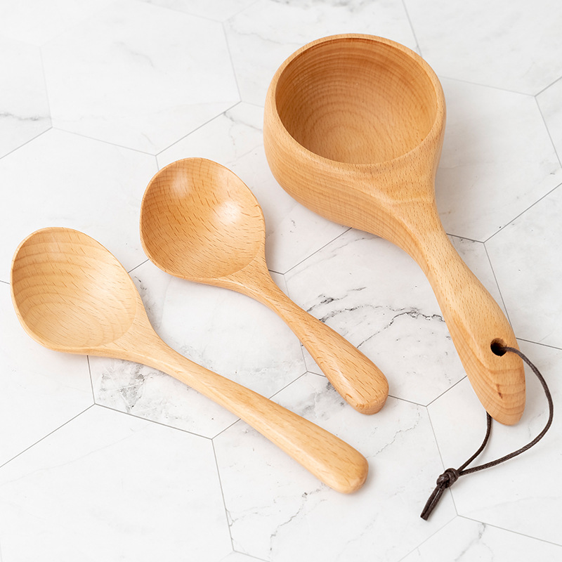 Rice Noodle Spoon Rice Noodle Pickle Scoop Whole Wood Large Water Scoop Wooden Scoop Home Rice Scoop Logo