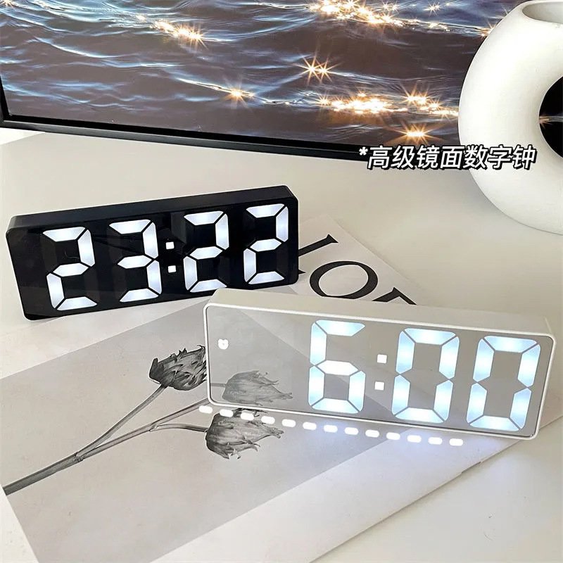 LED mirror alarm clock, multi-functional clock makeup mirror alarm clock, battery and plug-in dual use