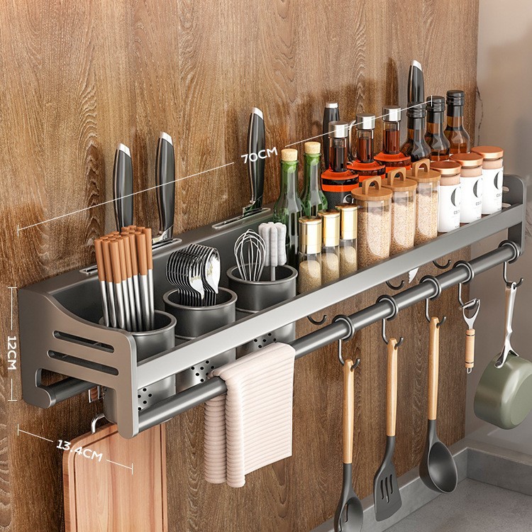 304 Stainless Steel Storage Rack No Drilling Seasoning Rack Chopstick Knife Rack Supplies Storage Rack Wall-Mounted Home