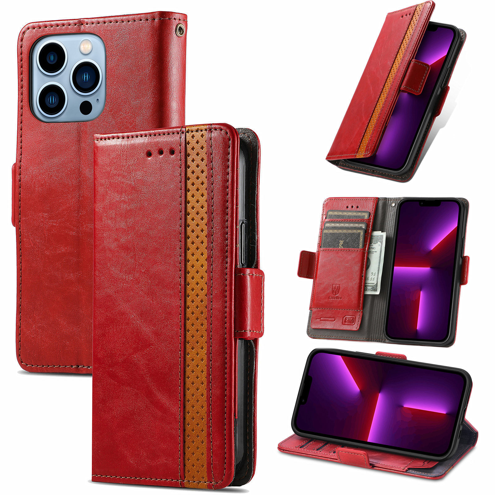 For Apple 18 phone leather case RFID anti-skimming magnetic flip case Samsung S26Ultra phone case