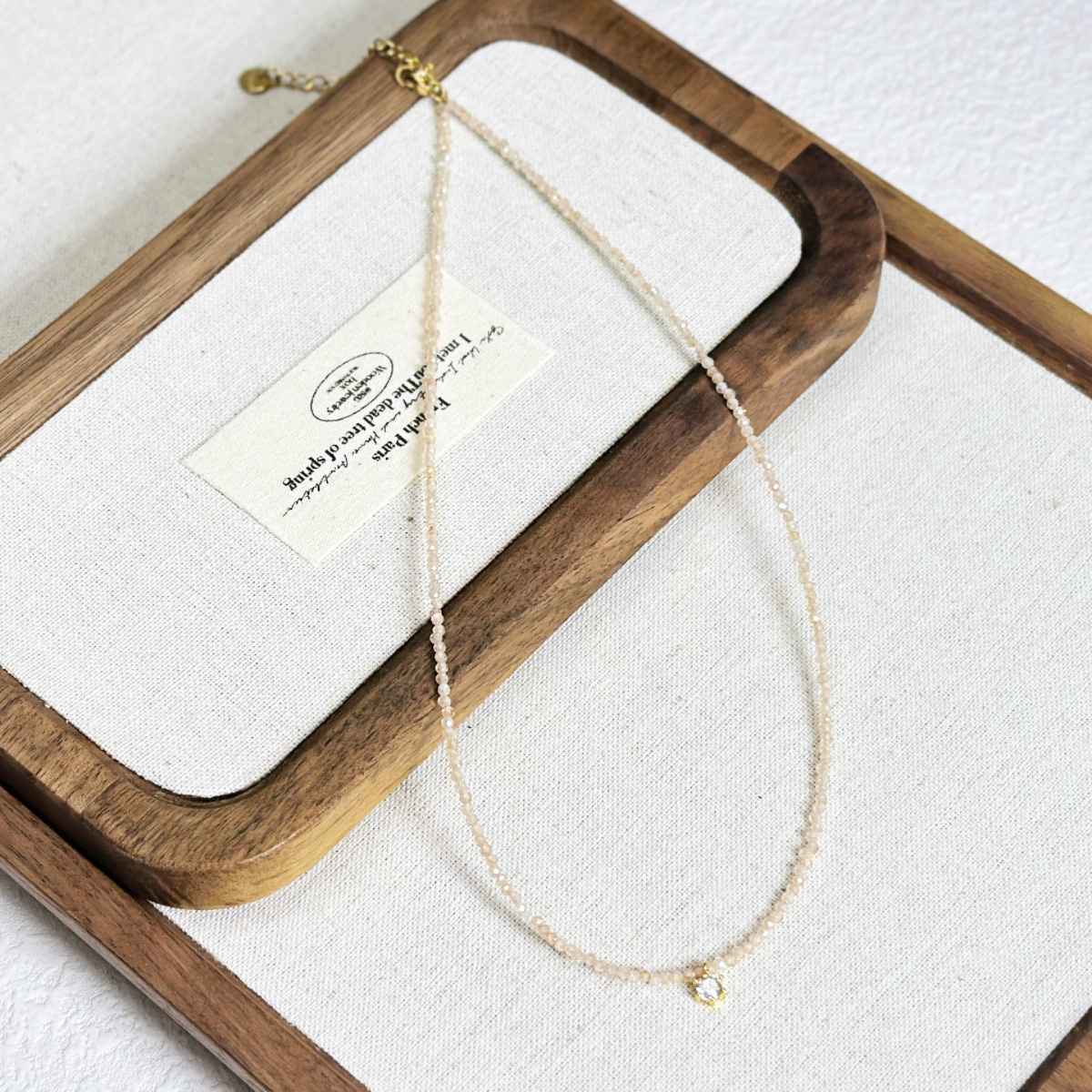 Minimalist Faceted Zircon Necklace Japanese Korean Style Beaded Necklace Simple Super Fairy Collarbone Chain