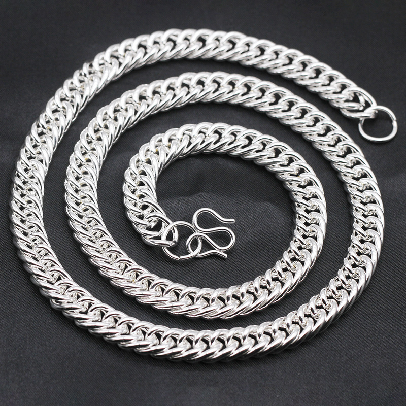 Men's Miao silver necklace imitation silver dragon pattern cloth dragon head dragon bone fox tail bamboo joint silver-plated necklace jewelry